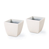 Set of 2 Eco-Friendly Oversized Square Fluted Planters