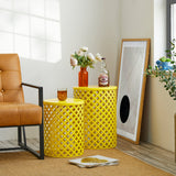 Set of 2 Multi-functional Metal Trellis Yellow Garden Stools