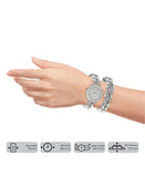 Crystal Chain Link Watch-Bracelet Set Silver