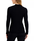 Rib Mock Neck Cutout Sweater