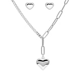 Heart Pendant Necklace and Earrings Set