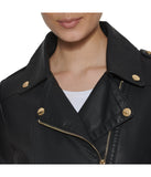 Faux Leather Asymmetrical Moto Jacket Black