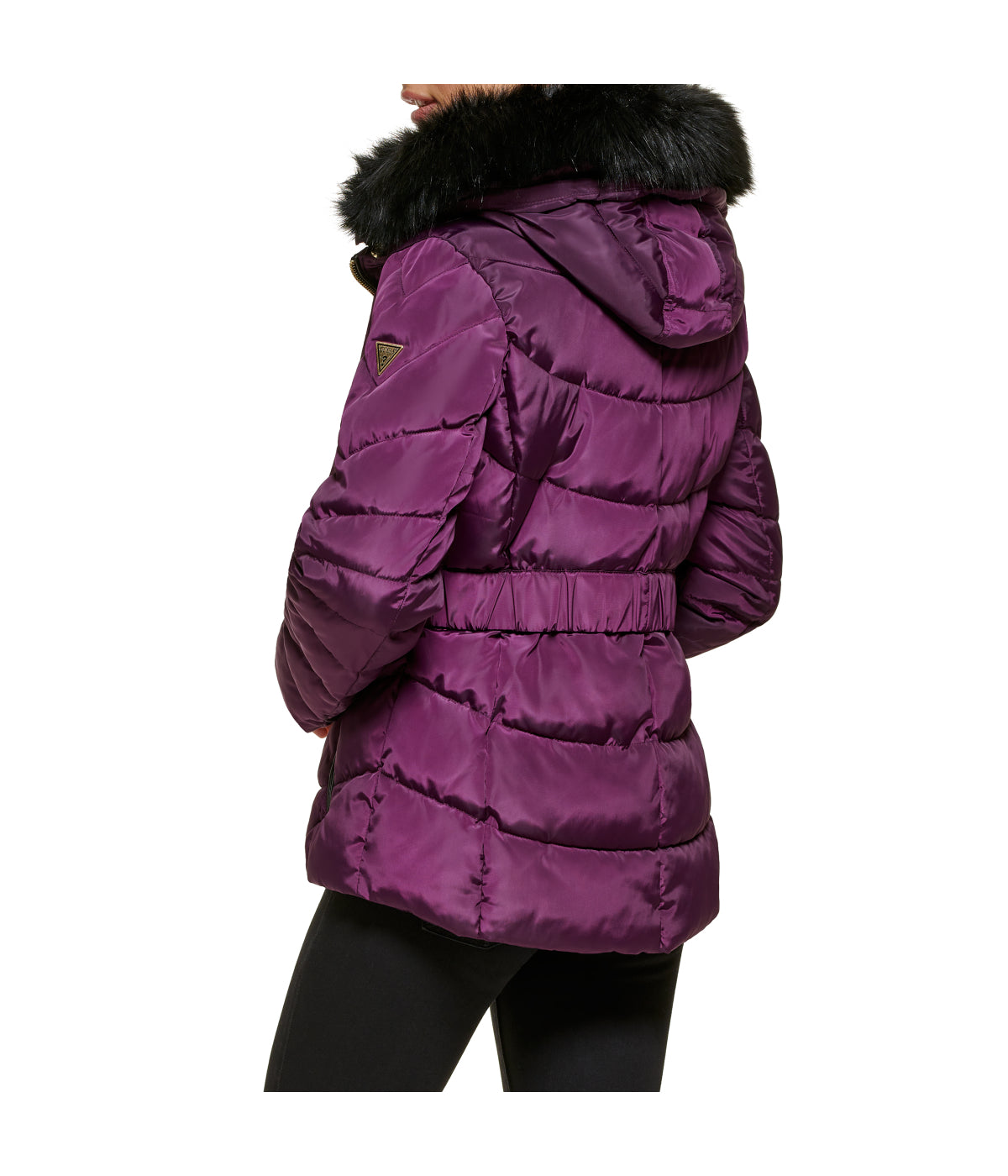 Faux Fur Trim Puffer Jacket 2 Eggplant