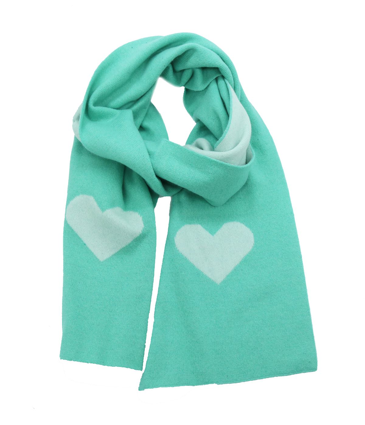 Colorblock Scarf In Heart Design Aquatic/Clear Aqu