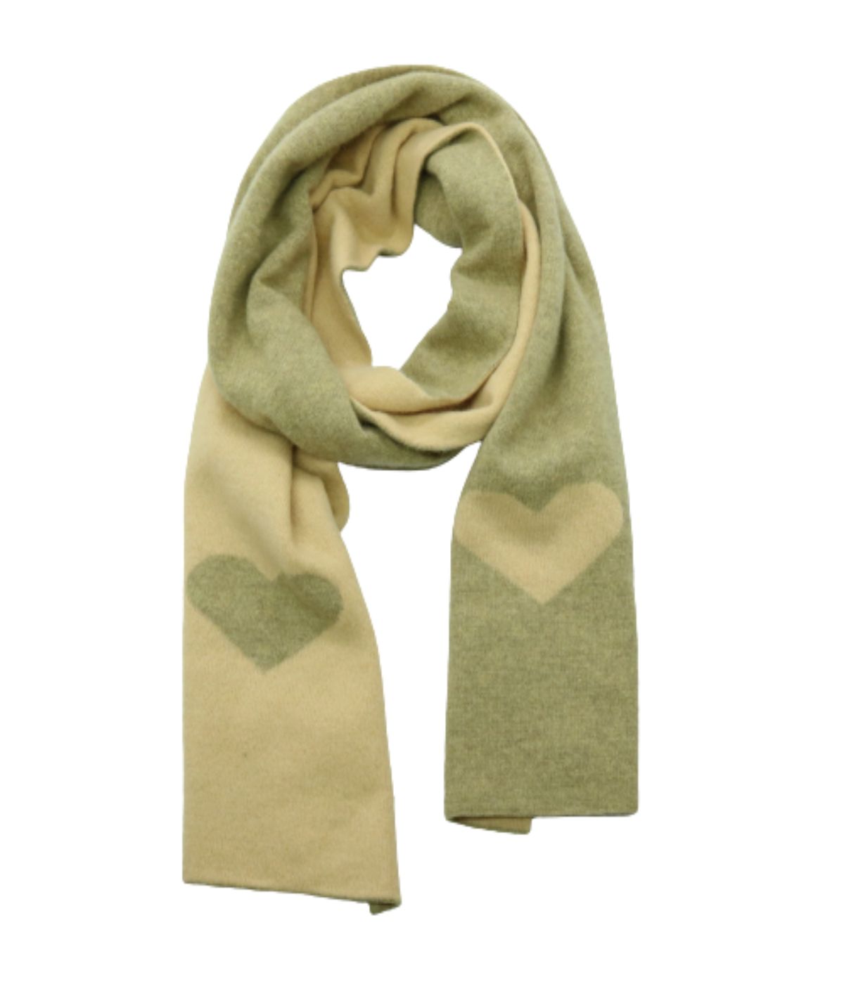 Colorblock Scarf In Heart Design Mustard/Wheat