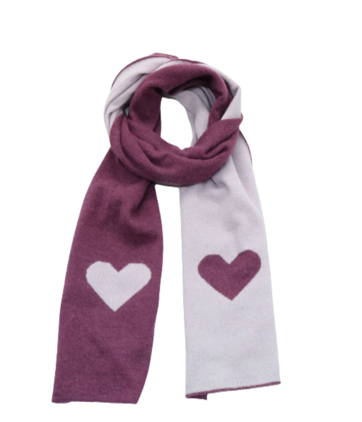 Colorblock Scarf In Heart Design Damson/Wisteria