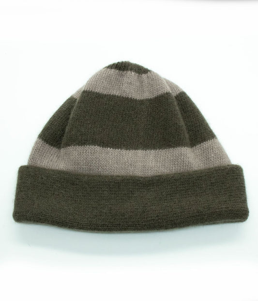 Striped Hat With Folded Cuff Dark Khaki/Woodsm