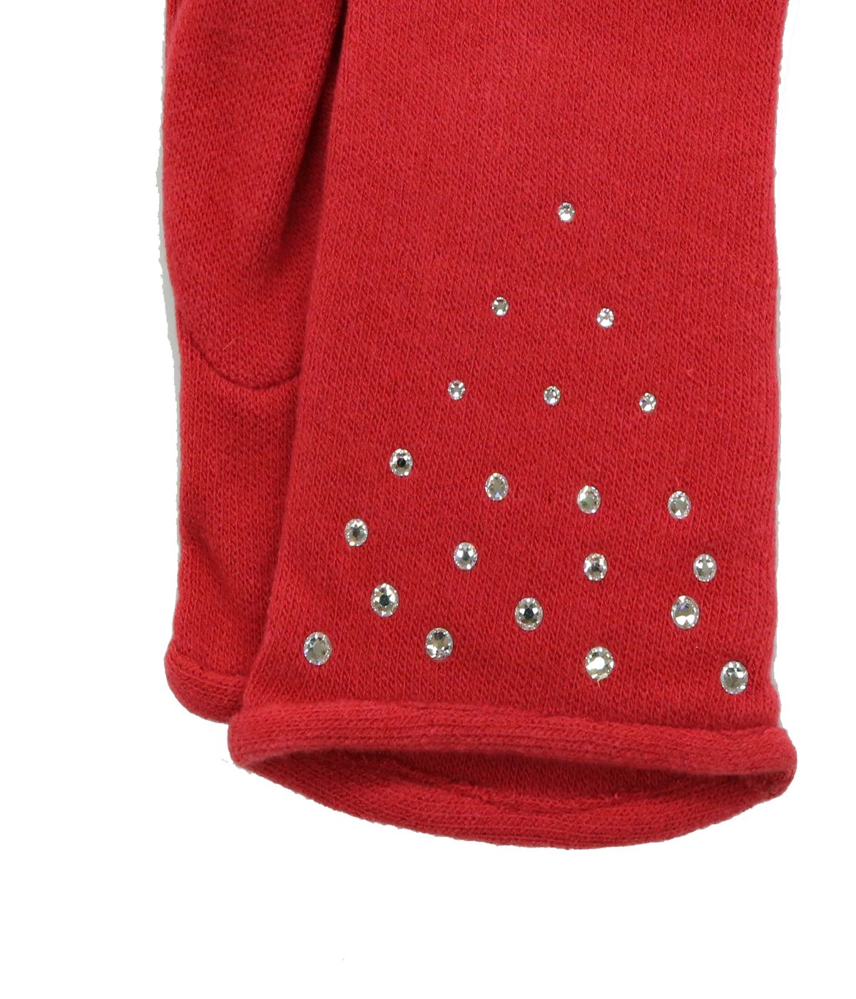 Gloves With Crystal Stones Red