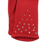 Gloves With Crystal Stones Red