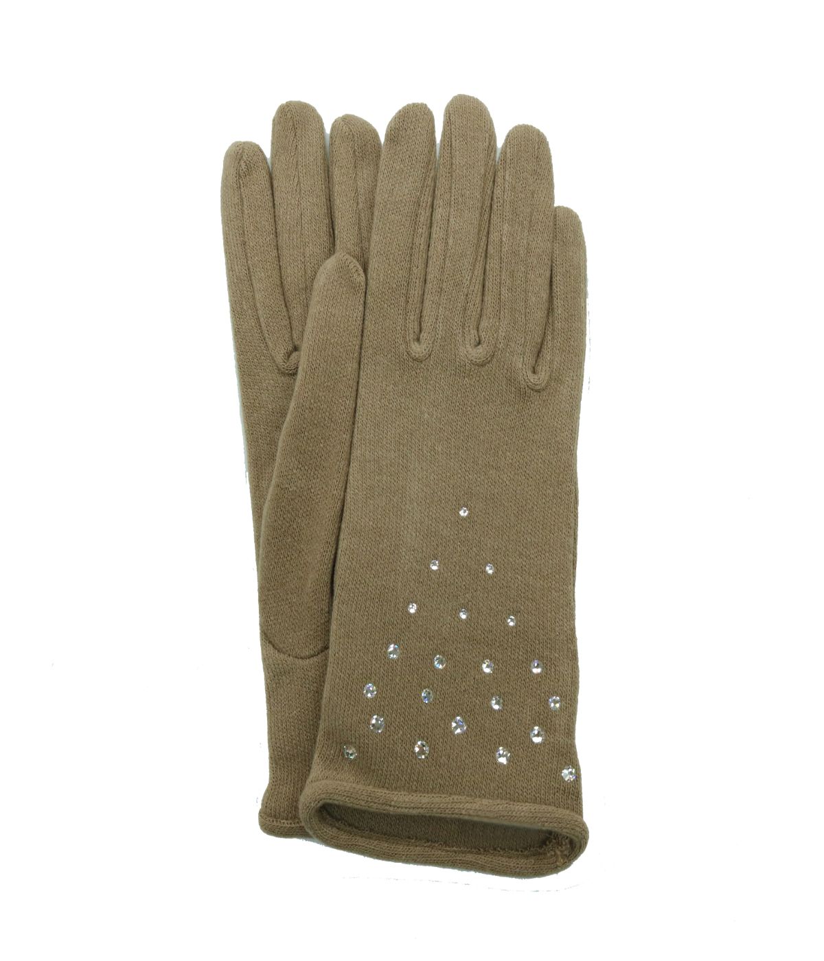 Gloves With Crystal Stones Taupe