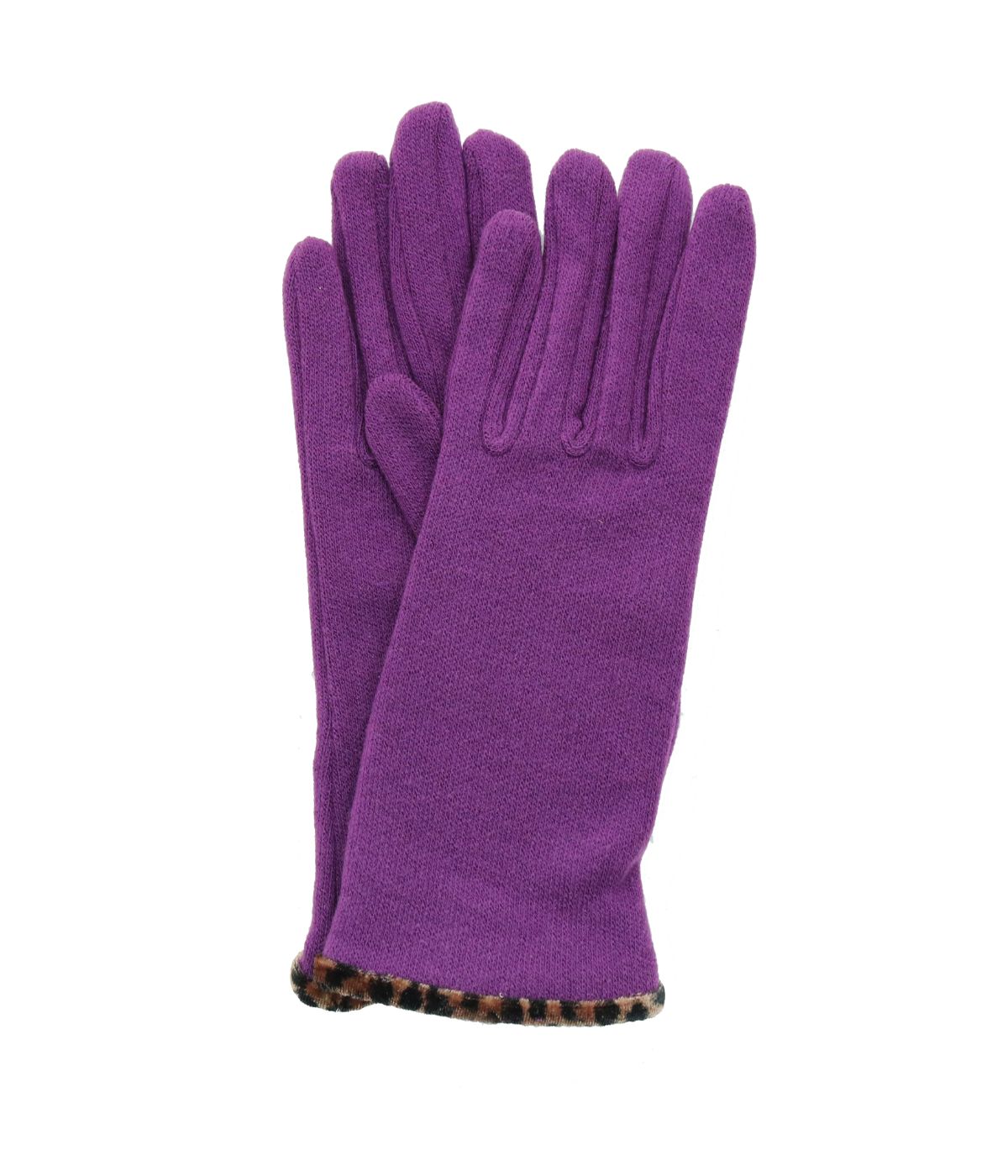 Gloves With Animal Print Piping Amethyst