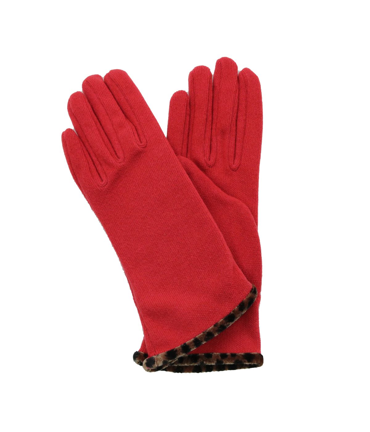 Gloves With Animal Print Piping Red