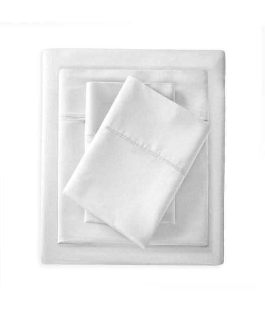 Cotton and Bamboo 300TC Sateen Sheet Set White