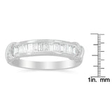 .925 Sterling Silver 1/2 Cttw Baguette Cut Diamond Channel Set X-Station Wedding Ring (H-I Color, I1-I2 Clarity)-Size 7-1/2-4