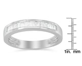.925 Sterling Silver 1/3 Cttw Baguette Cut Diamond Channel Set Stackable Wedding Ring (H-I Color, I1-I2 Clarity)-4