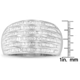 .925 Sterling Silver 1.0 Cttw Baguette-Cut Diamond 6-Row Channel Set Domed Tapered Cocktail Fashion Ring (H-I Color, I2-I3 Clarity)-Size 7-1/2-4