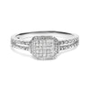  .925 Sterling Silver 1/4 Cttw Princess-cut Diamond Composite Ring with Beaded Halo (H-I Color, SI1-SI2 Clarity)-Size 5-1