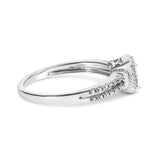 .925 Sterling Silver 1/4 Cttw Princess-cut Diamond Composite Ring with Beaded Halo (H-I Color, SI1-SI2 Clarity)-Size 6-2