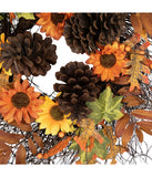 Sunflowers and Pine Cones Fall Artificial Thanksgiving Wreath Orange