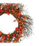 Leaves and Berries Artificial Fall Harvest Twig Wreath Red