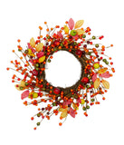 Berries and Apples Foliage Twig Artificial Thanksgiving Wreath Orange