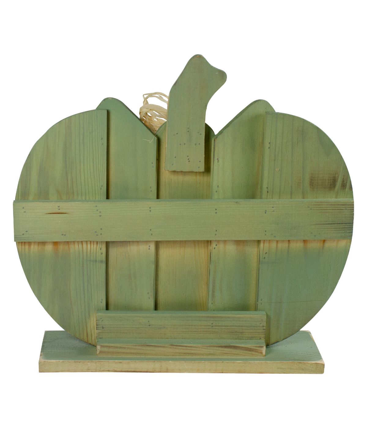 Fall Harvest Wooden Pumpkin with Bow Table Top Decoration Green