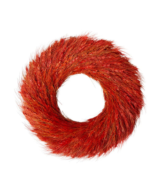 Red and Orange Ears of Wheat Fall Harvest Wreath Red