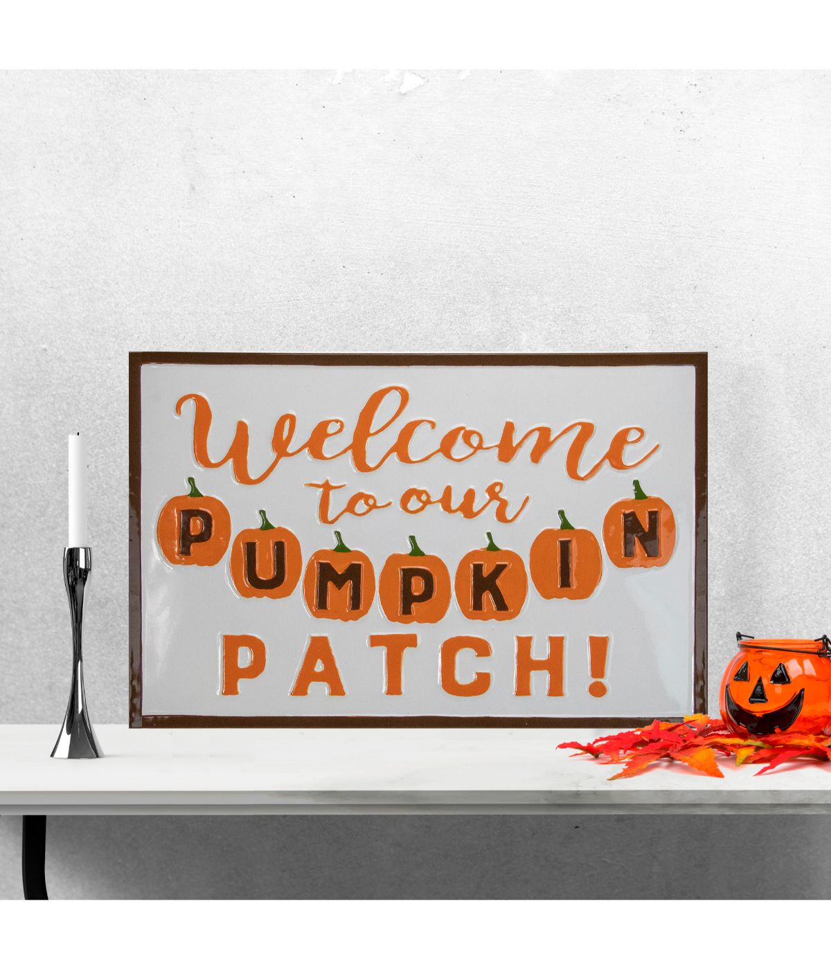 "Welcome To Our Pumpkin Patch!" Autumn Metal Wall Decor White