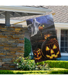 Pumpkins and Ghost Spooky Halloween Outdoor House Flag