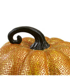 Textured Greek Key Pumpkin Fall Decoration Orange