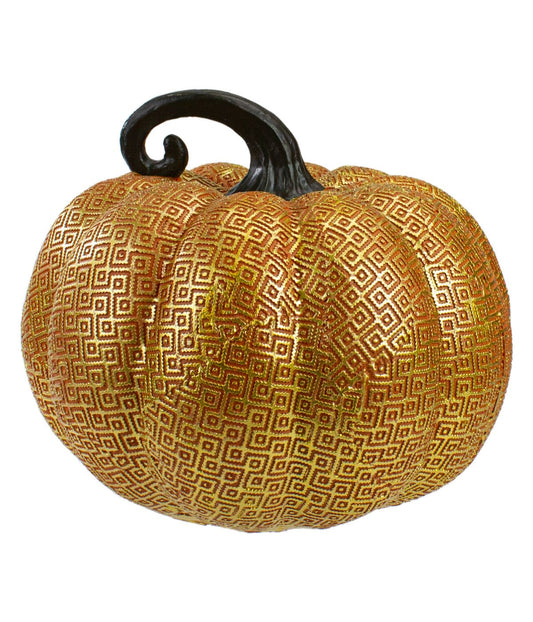 Textured Greek Key Pumpkin Fall Decoration Orange