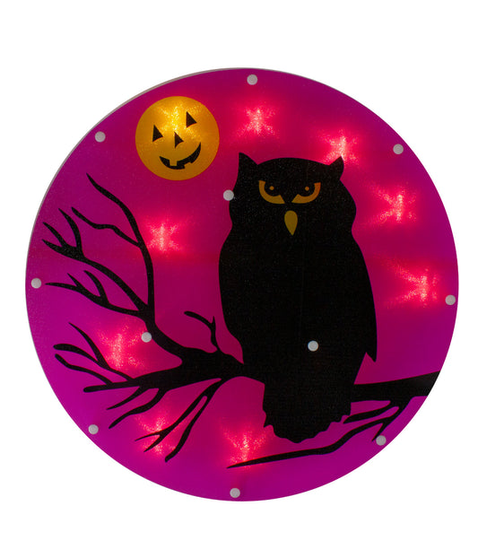 Lighted Black Owl Halloween Window Silhouette Decoration