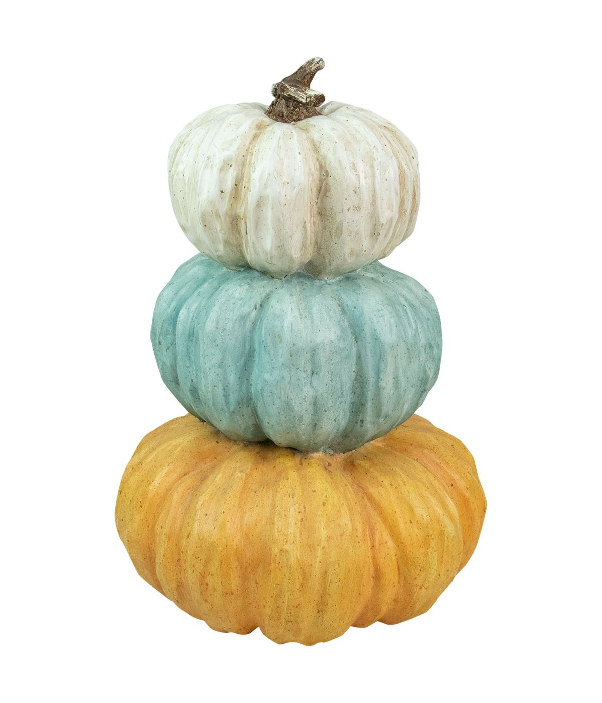 Triple Stacked Pumpkins Thanksgiving Tabletop Decor Orange