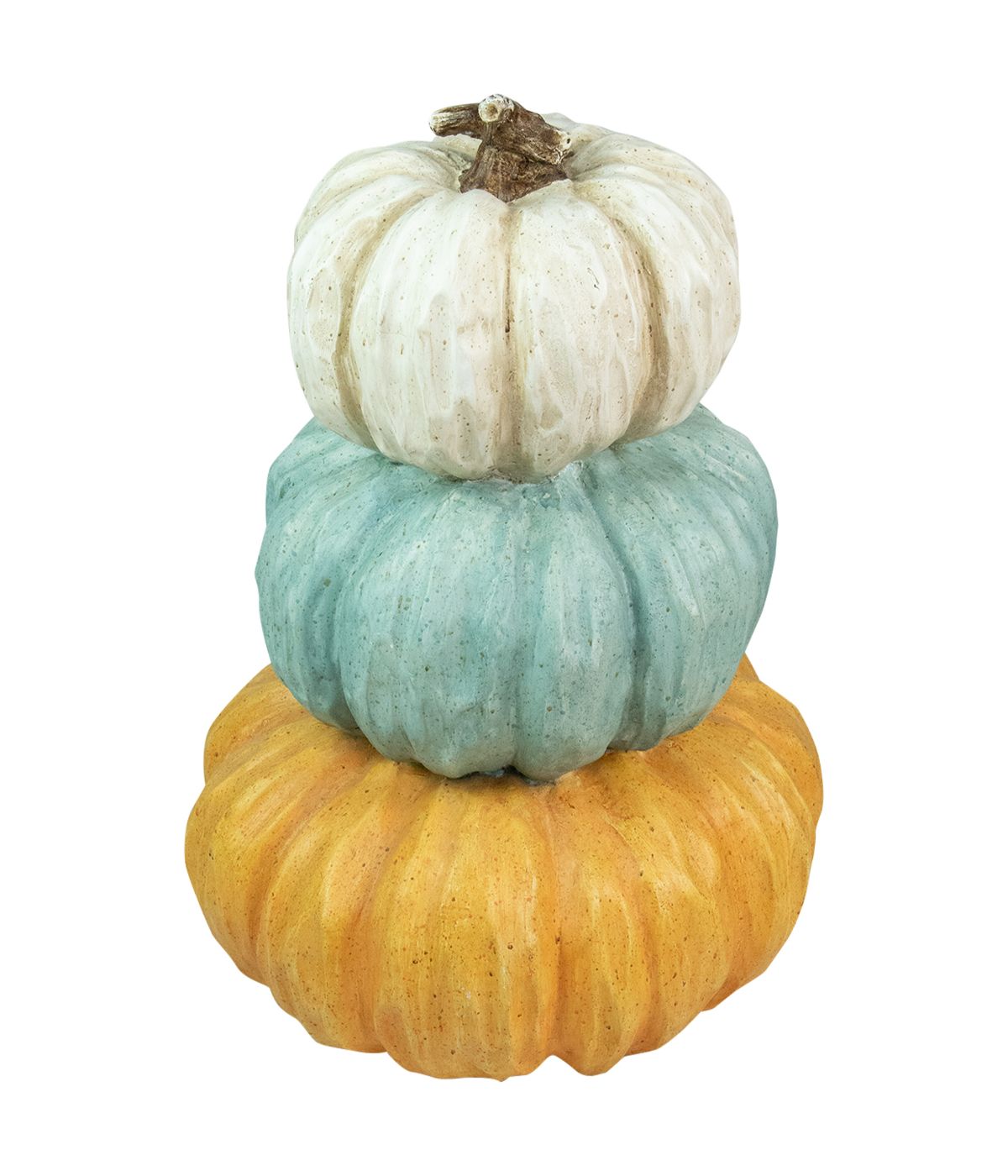 Triple Stacked Pumpkins Thanksgiving Tabletop Decor Orange