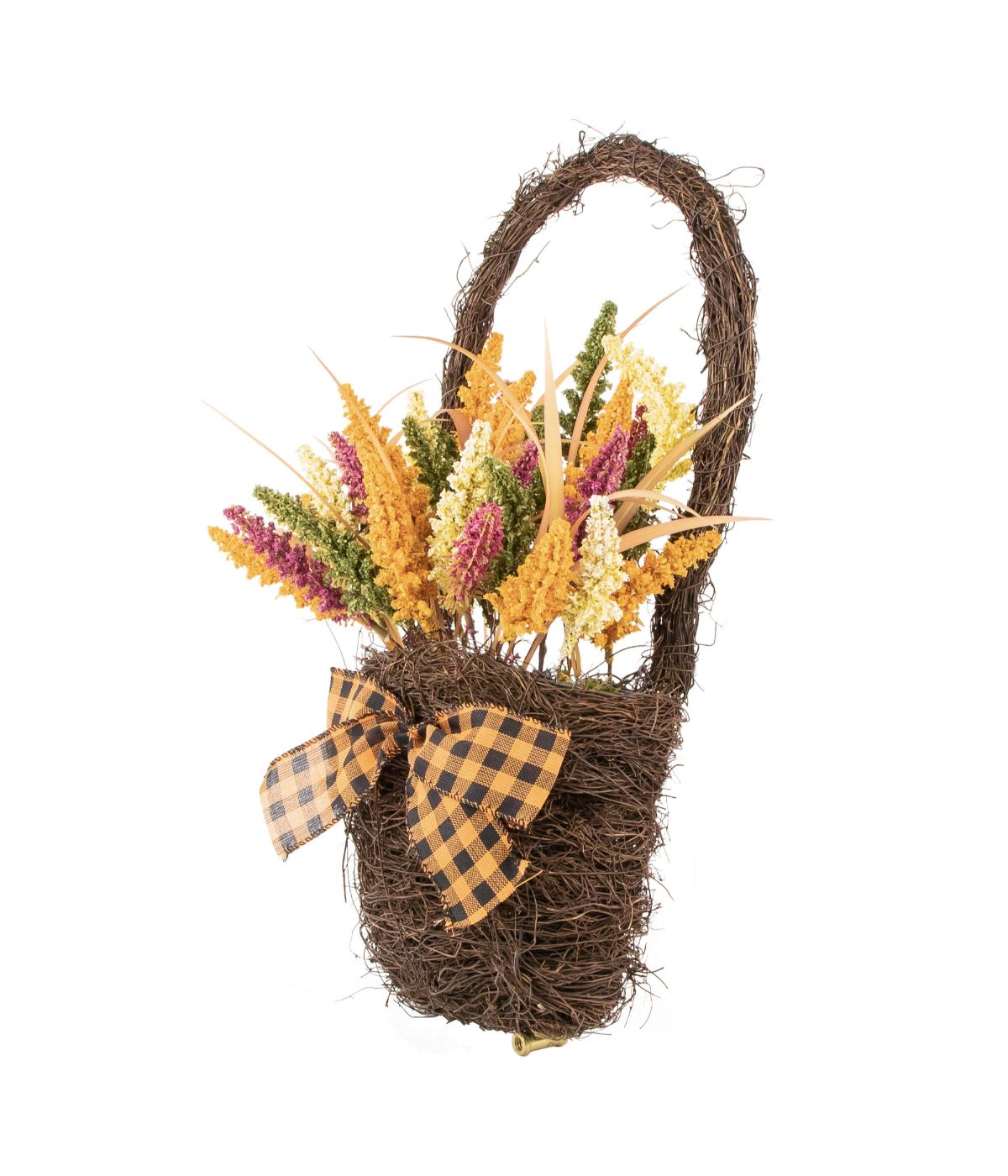 Autumn Harvest Hanging Basket with Artificial Fall Foliage Orange