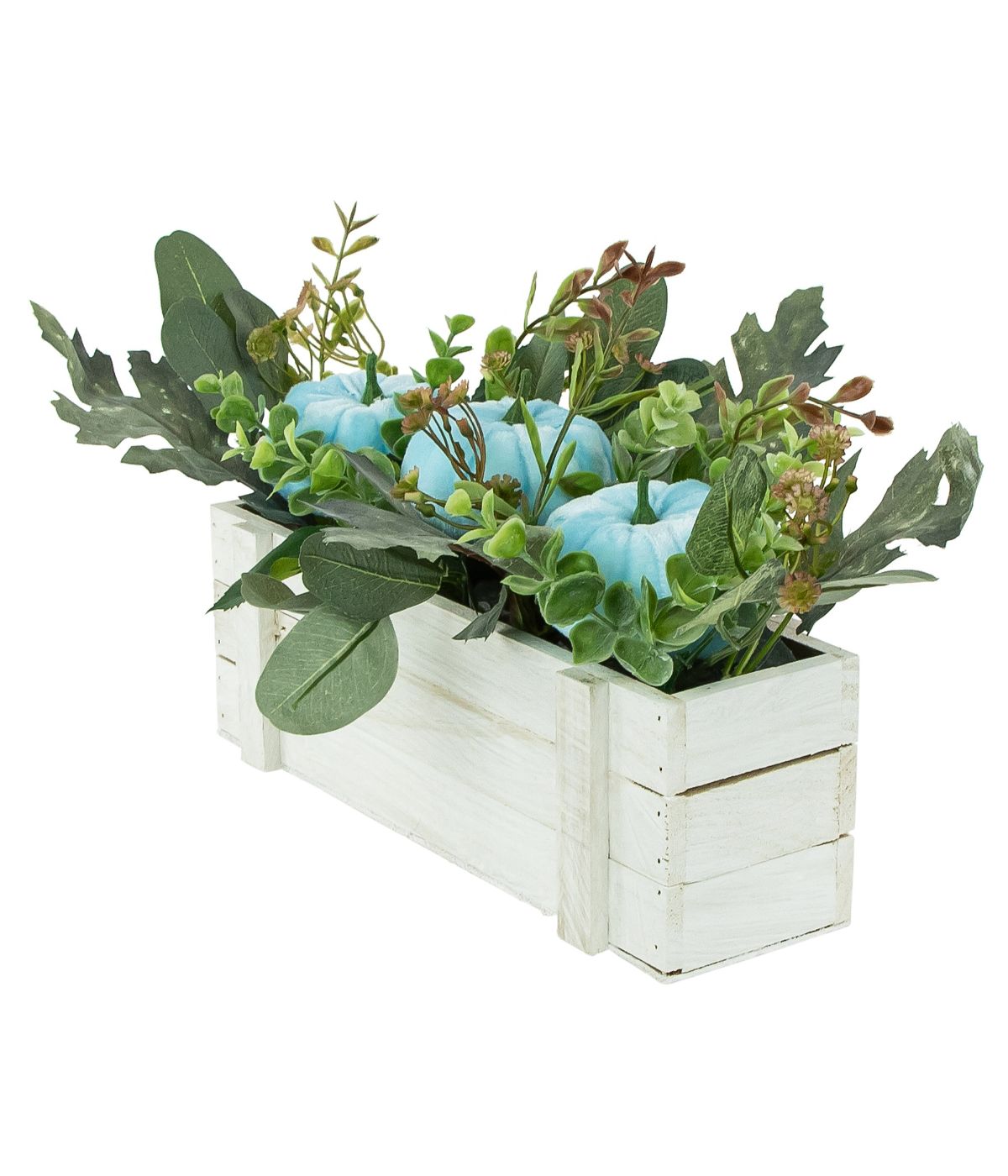 Box of Foliage and Pumpkins Thanksgiving Decoration Blue