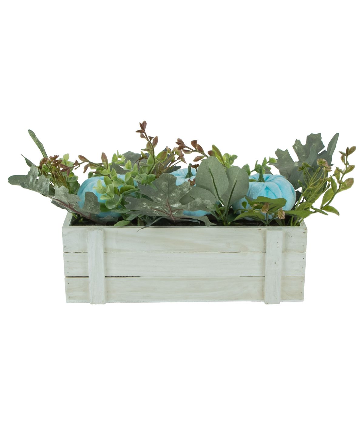 Box of Foliage and Pumpkins Thanksgiving Decoration Blue