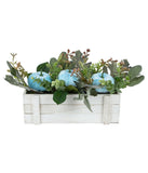 Box of Foliage and Pumpkins Thanksgiving Decoration Blue