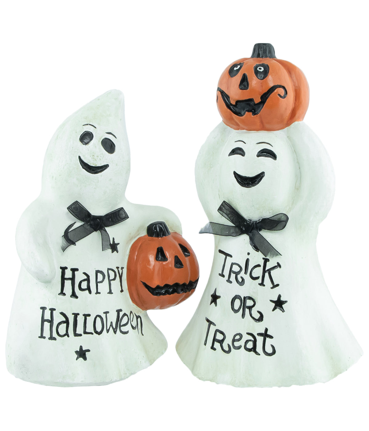 "Happy Halloween" and "Trick or Treat" Ghost Decorations Set of 2