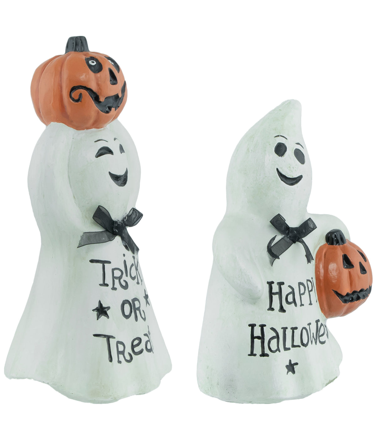 "Happy Halloween" and "Trick or Treat" Ghost Decorations Set of 2