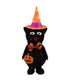 Lighted Black Cat in Witch's Hat Halloween Yard Decoration