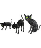 Lighted Black Cat Family Outdoor Halloween Decorations Set of 3