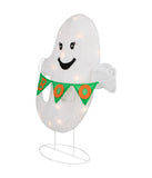 Lighted White Ghost with "Boo" Banner Halloween Decoration