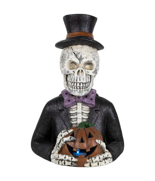 Lighted Skeleton with Jack-O-Lantern Halloween Decoration