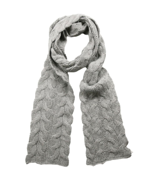 6"X72" Cables Scarf Lt Ht Grey