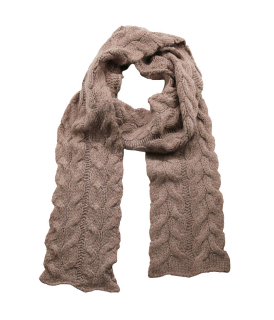 6"X72" Cables Scarf Lt Nile Brown