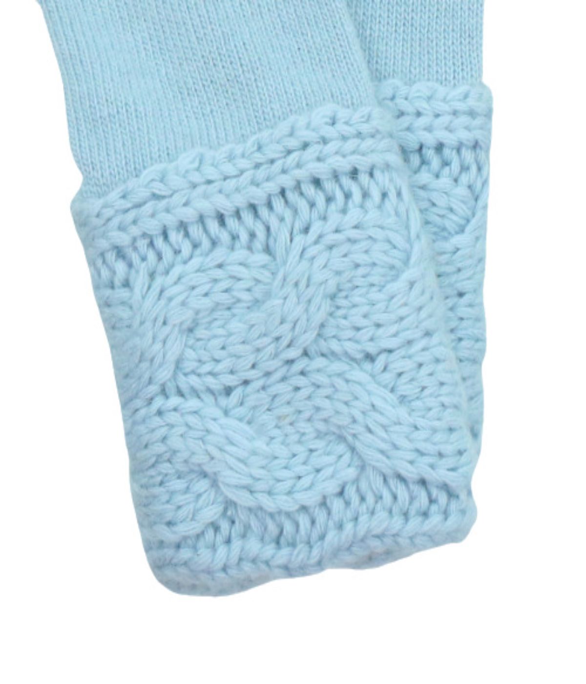 Gloves With Cables On Cuff Baby Blue