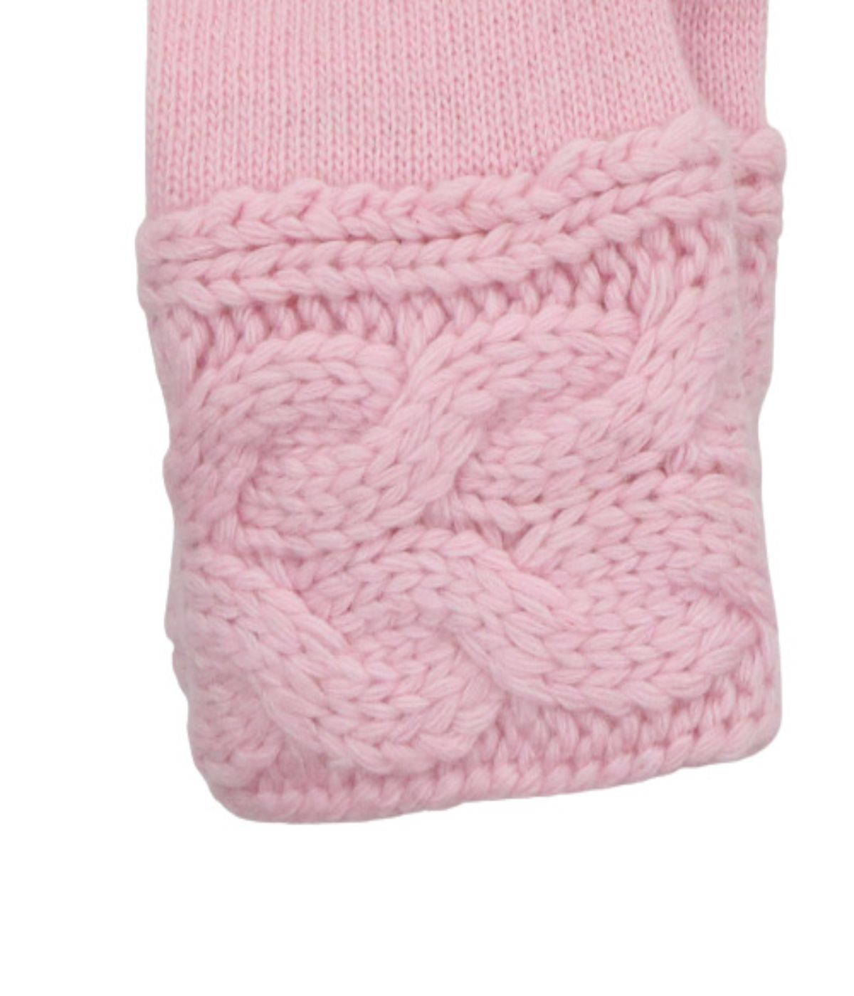 Gloves With Cables On Cuff Baby Pink