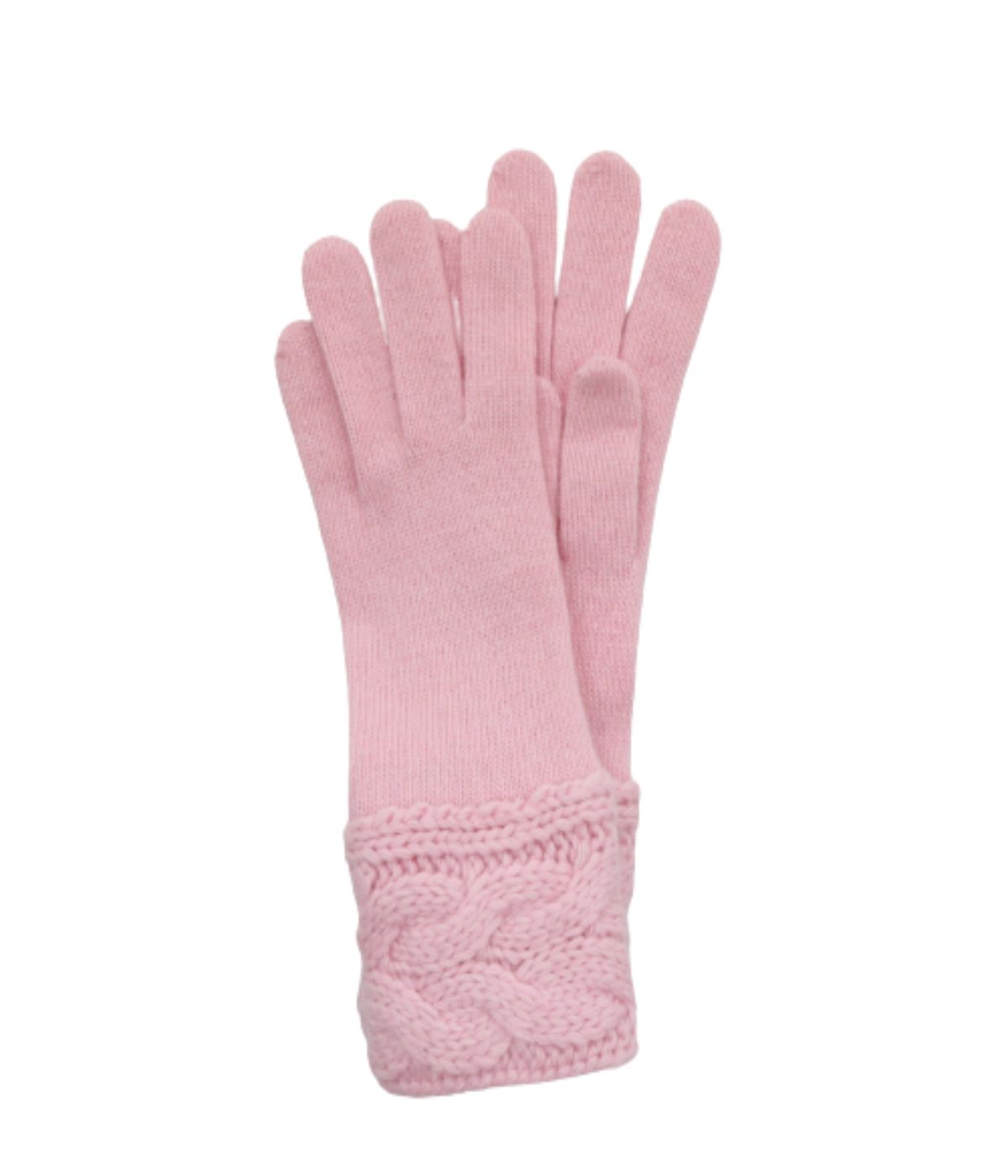 Gloves With Cables On Cuff Baby Pink