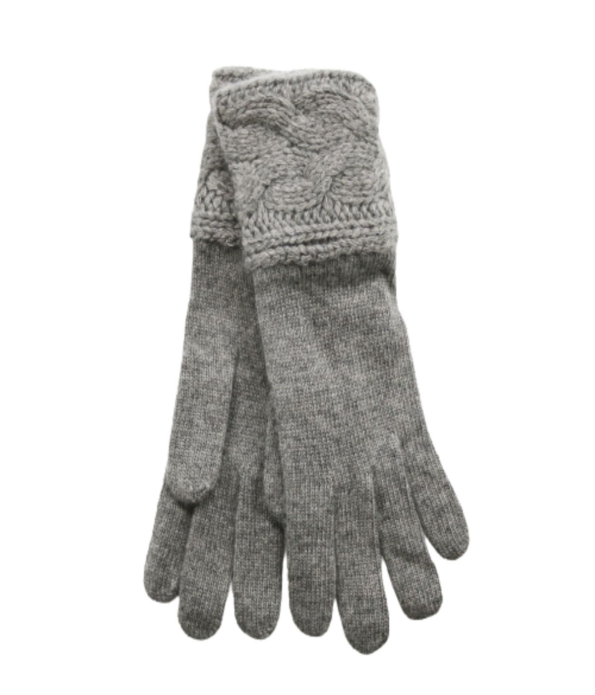 Gloves With Cables On Cuff Lt Ht Grey